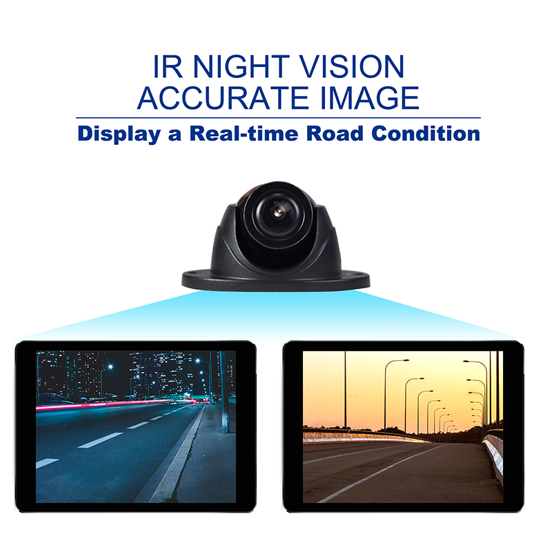 Rotatable camera aimed at different angles on a vehicle