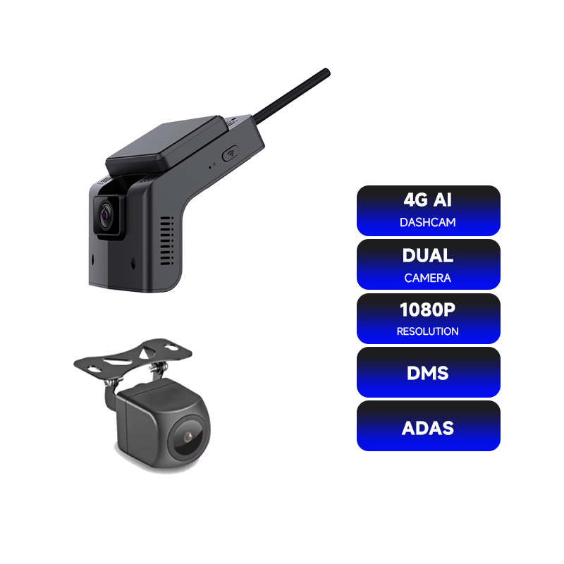 3-channel dash cam capturing front road, cabin and rear views