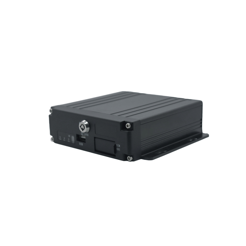 Compact mobile DVR connected to four cameras and a monitor