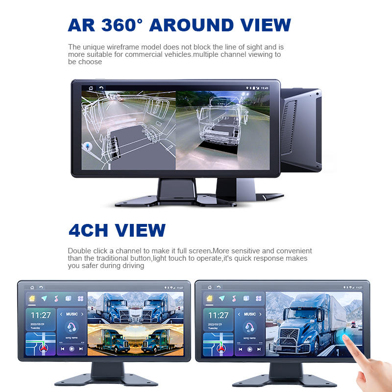 AR wireframe vehicle model in the 360 surround view