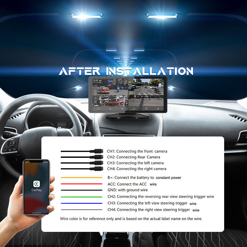 Wireless CarPlay 4K dash cam feature overview