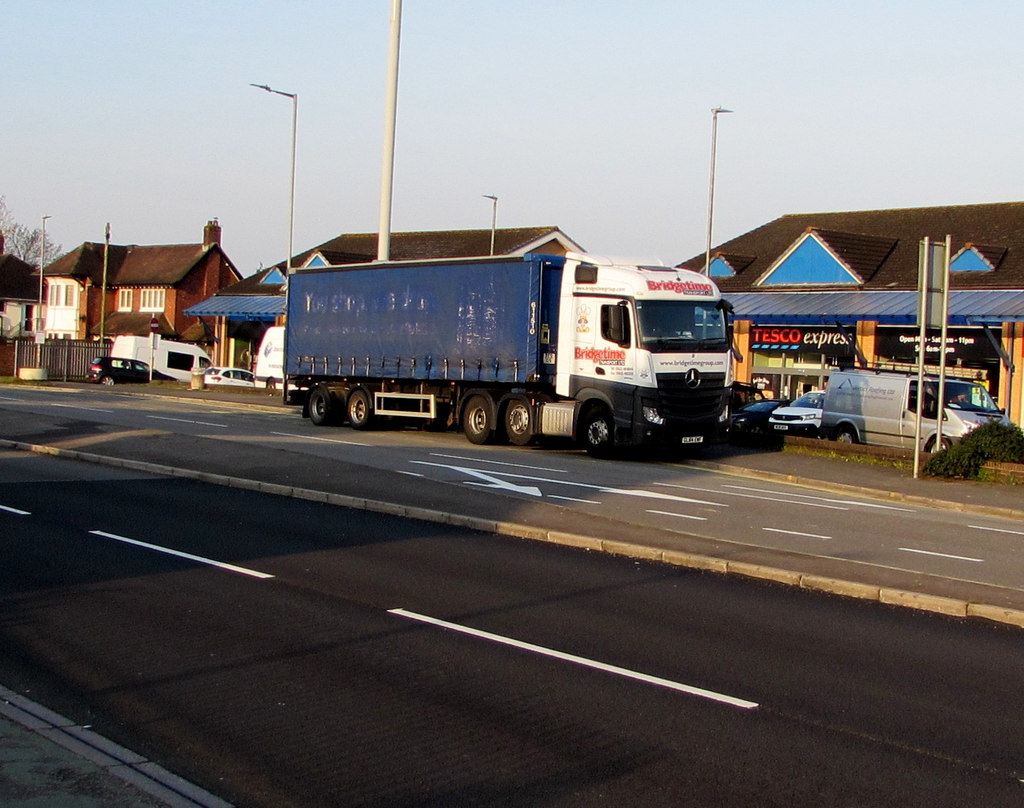 Mercedes Actros articulated lorry on a main road