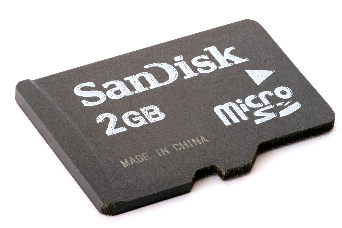 A microSD storage card in close view