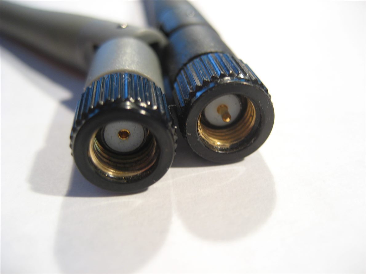 SMA and RP-SMA antenna connectors in close view
